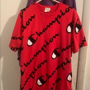 XL red champion explode script T-shirt
